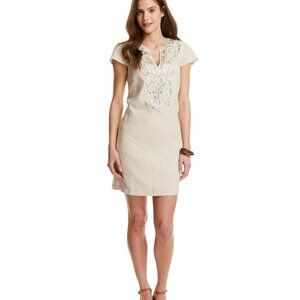 Flax Linen Shell Beaded Tunic Dress Size:6 $178
